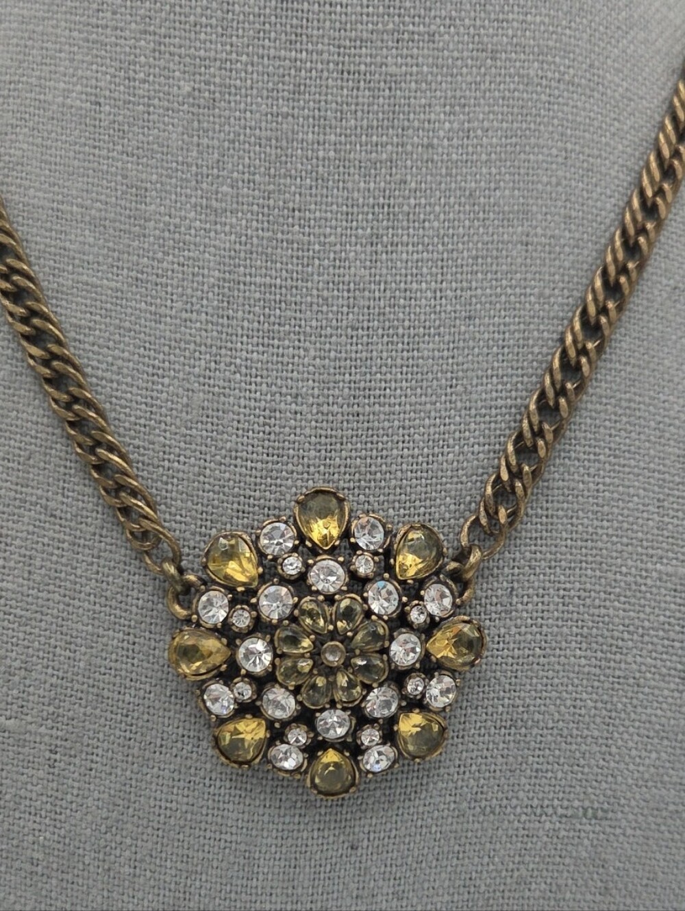 5 for $25! Fossil Gold-Tone Yellow Crystal Floral Pendant Necklace